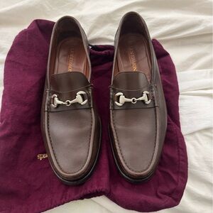 Allen Edmonds Brown Leather Loafers with Silver Accents